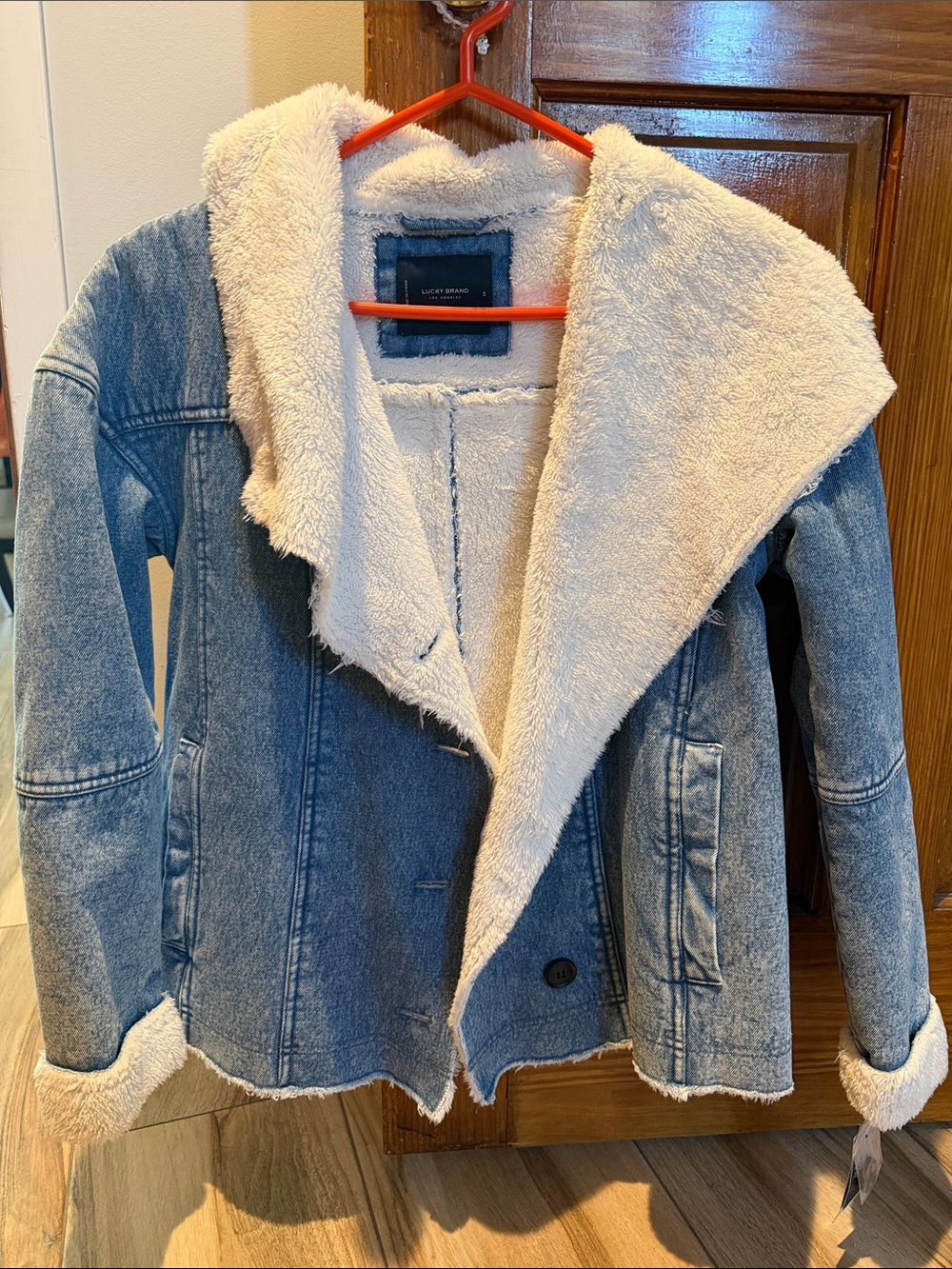 Lucky Brand Blue Denim Jacket with Cream Sherpa Lining